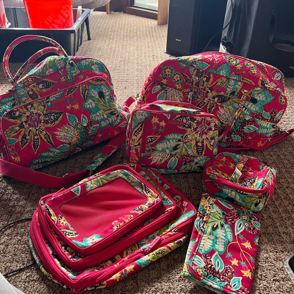 Vera Bradley Retired “Rumba” Travel Set Red Weekender